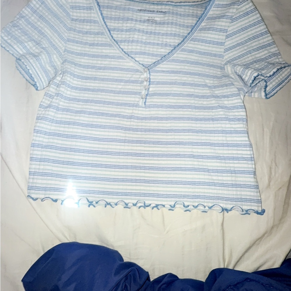 Striped Blue and White Women's Top